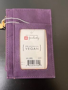 JEN & CO. Sia Vegan Leather Wallet Credit Card Holder for Women Zipper PURPLE